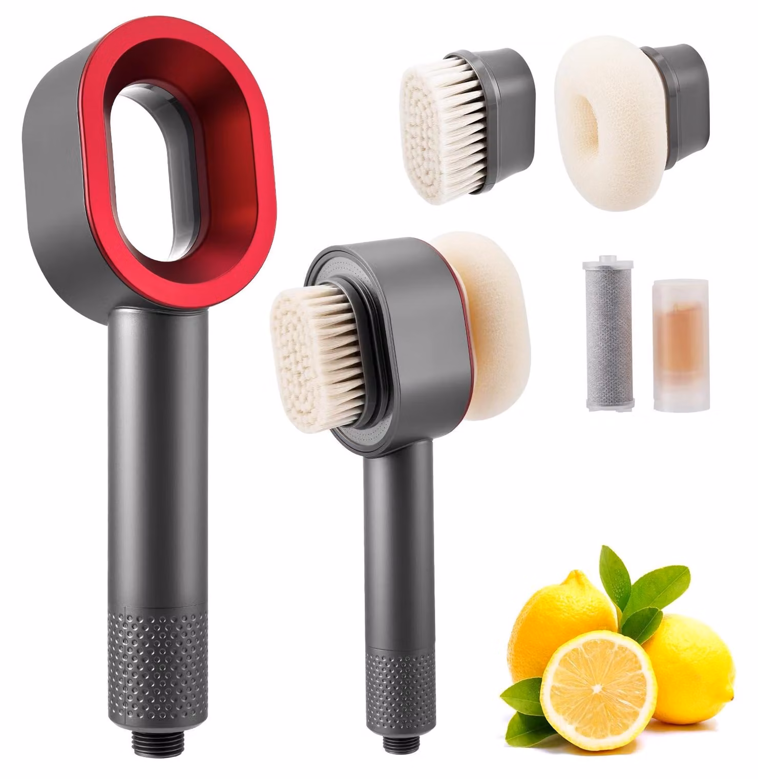 Doccetta ad alta pressione - Doccetta regolabile - 3 tipi di getto - Filtro integrato - Set doccia - Plastica - Rosso