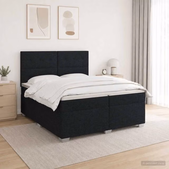 Letto box spring vidaXL con materasso a molle insacchettate e base contenitore, colore nero, L/P: 200 x 200 cm