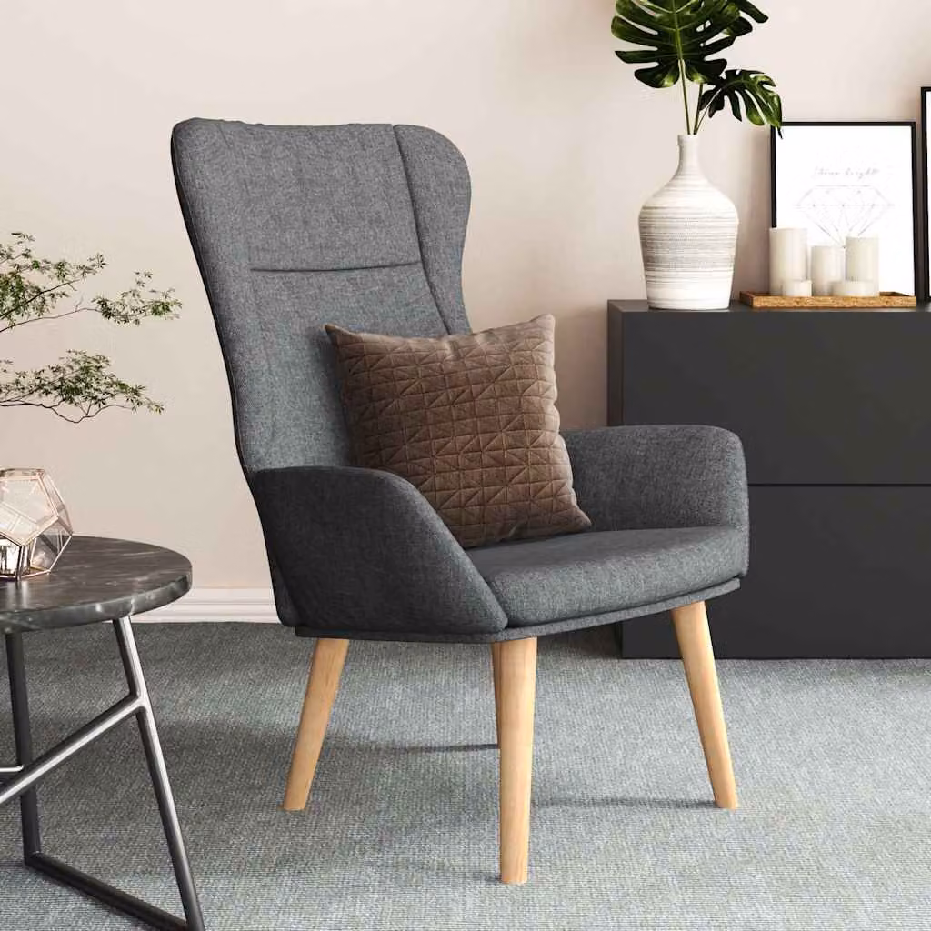 Sedia Relax vidaXL Grigio con Braccioli e Imbottitura in Schiuma