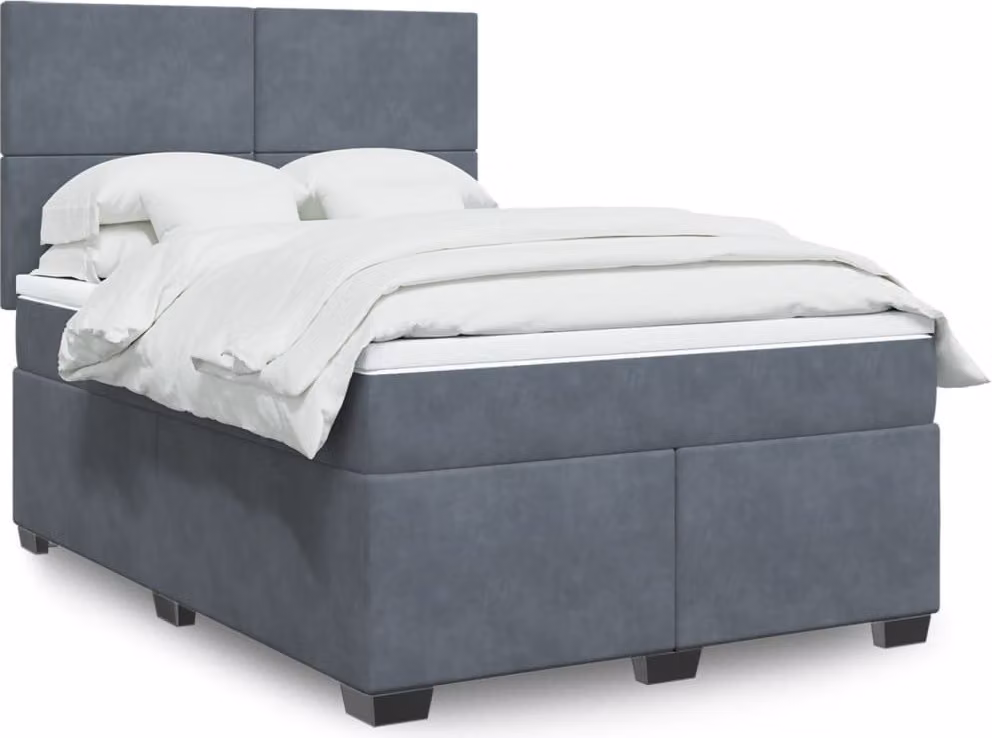 Maison Exclusive - Giroletto a Molle con Materasso Grigio Scuro 160x200 cm Velluto