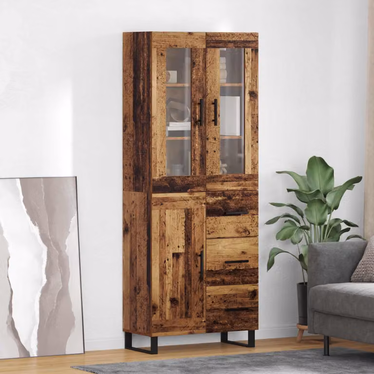 Set di 2 credenze vidaXL in legno vecchio marrone per soggiorno e sala da pranzo L: 69,5 cm, P: 34 cm, H: 180 cm