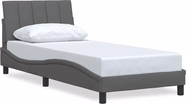 Letto singolo Hanko per adulti in tessuto grigio scuro 90x190 cm – 1