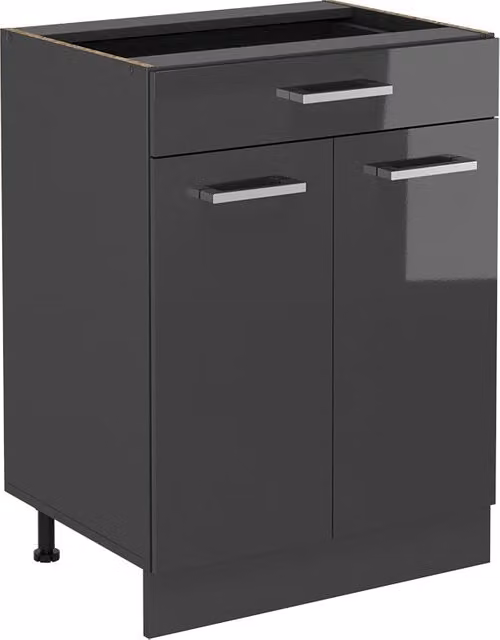 Mobiletto base per cucina Vicco R-Line Antracite lucido con cassetto, L: 60 cm, H: 81,6 cm, P: 46 cm