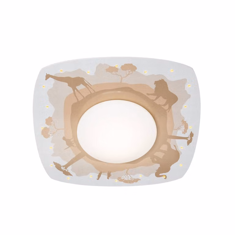 Elobra Plafoniera Scandi Savanne, Giallo / Arancione, Cameretta, Legno, Plafoniera
