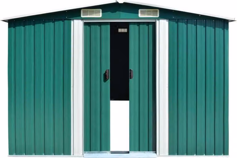 Casetta da Giardino 257x298x178 cm in Metallo Verde