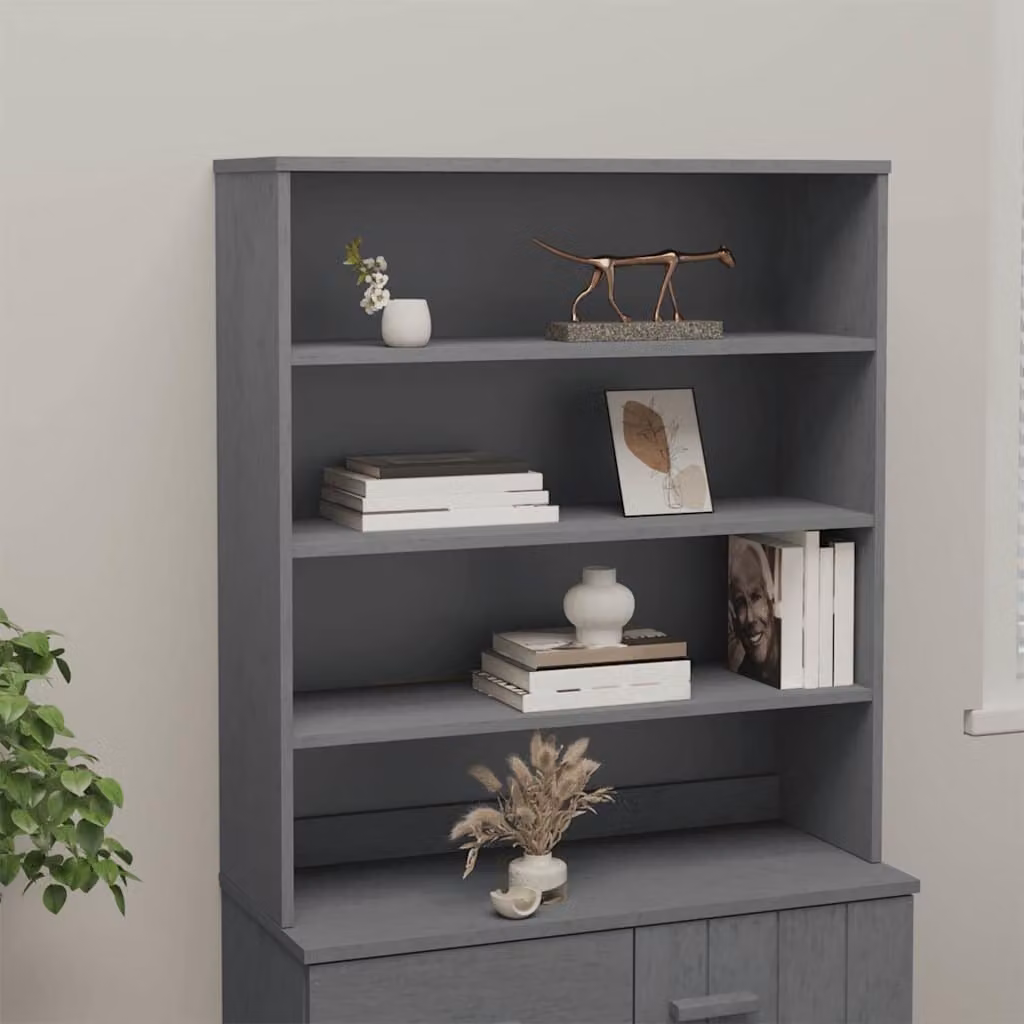 Piano Credenza HAMAR vidaXL Grigio Scuro in Legno di Pino e MDF L 90 cm, P 30 cm, H 100 cm