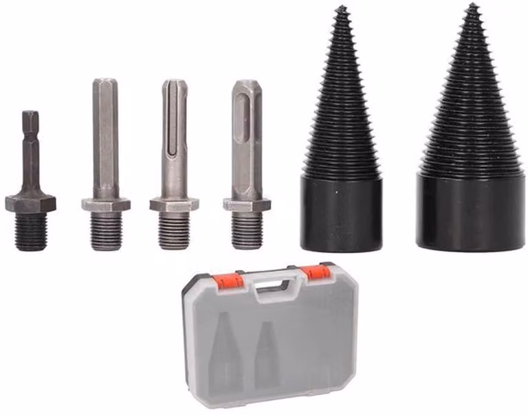 Set di 6 punte per spacca legna in legno, con cono regolabile per utensili elettrici, ideale per lavori del legno e progetti di giardinaggio