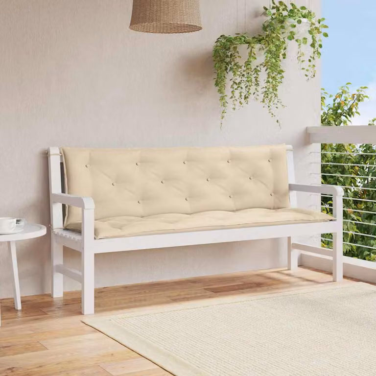 Set di 2 cuscini per panca da giardino vidaXL in tessuto Oxford beige L 150 cm x P 50 cm x H 7 cm