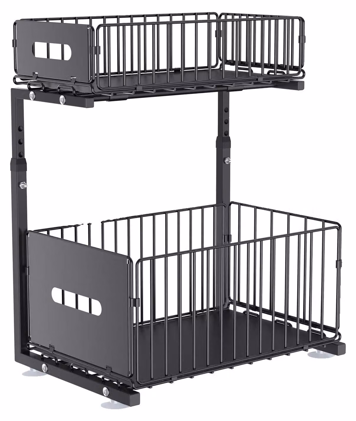 Organizzatore estraibile, altezza regolabile, design a 2 livelli, colore nero