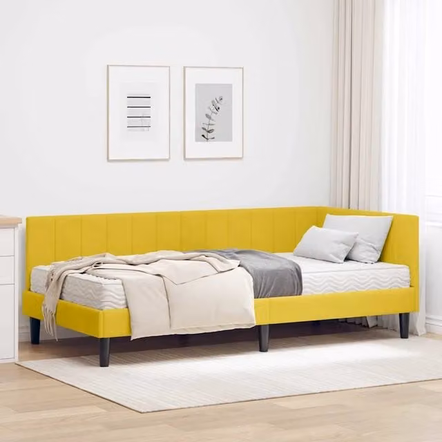 Struttura Letto Angolare con Materasso 2 pz Giallo 90 x 190 cm 3393894