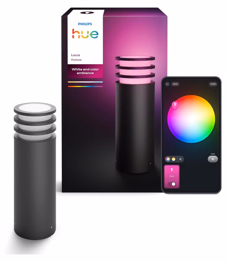 Lampada da terra Philips Hue White and Color ambiance Lucca, Bluetooth/Zigbee, antracite, alluminio, E27, Multi, 8,1 W