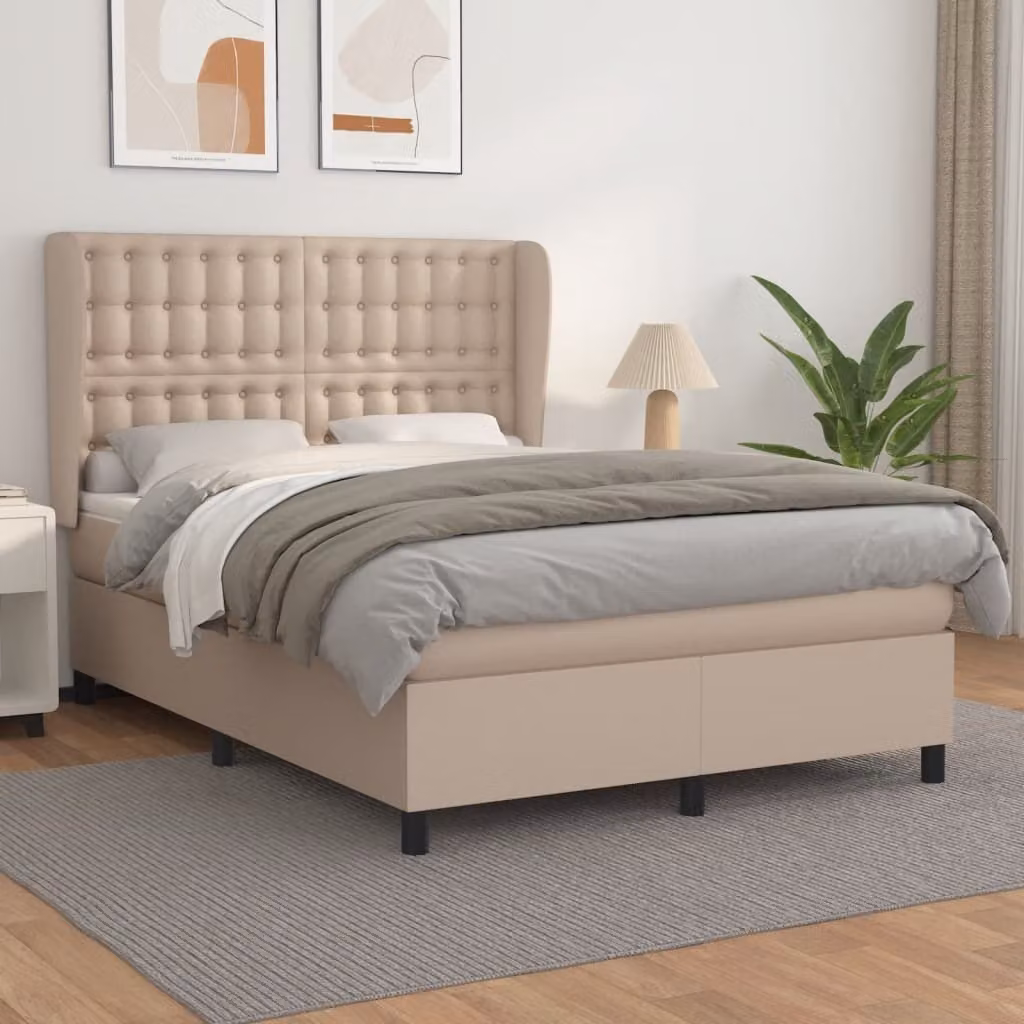 Maison Exclusive - Giroletto a Molle con Materasso Cappuccino 140x190cm Pelle finta