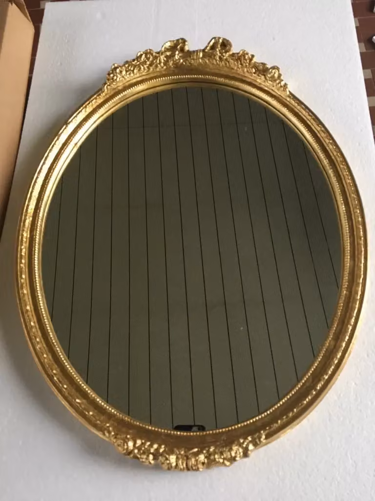 Specchiera ovale in foglia oro Mobili 2G L: 44 cm, H: 57 cm, P: 4 cm – 2