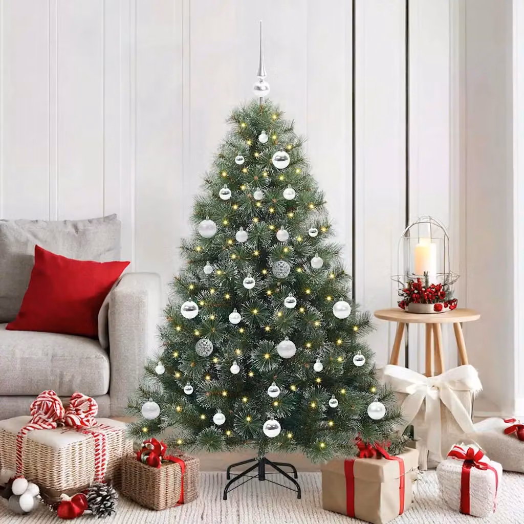 Albero di Natale artificiale vidaXL verde con 150 LED luce bianca calda, Altezza: 150 cm, in PE e PVC