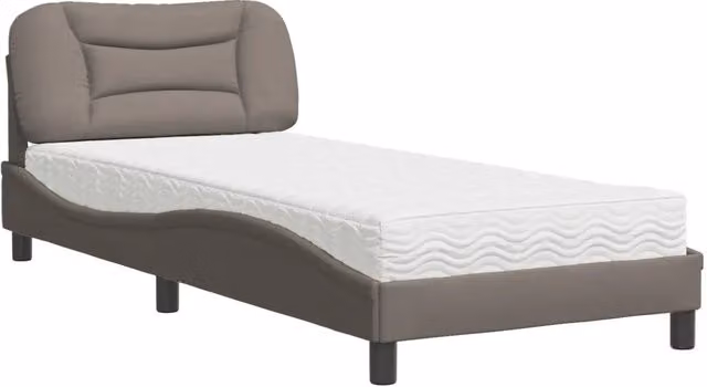 Letto singolo | Letto per adulti | Letto con Materasso Hvar Tortora 90x200 cm in Tessuto