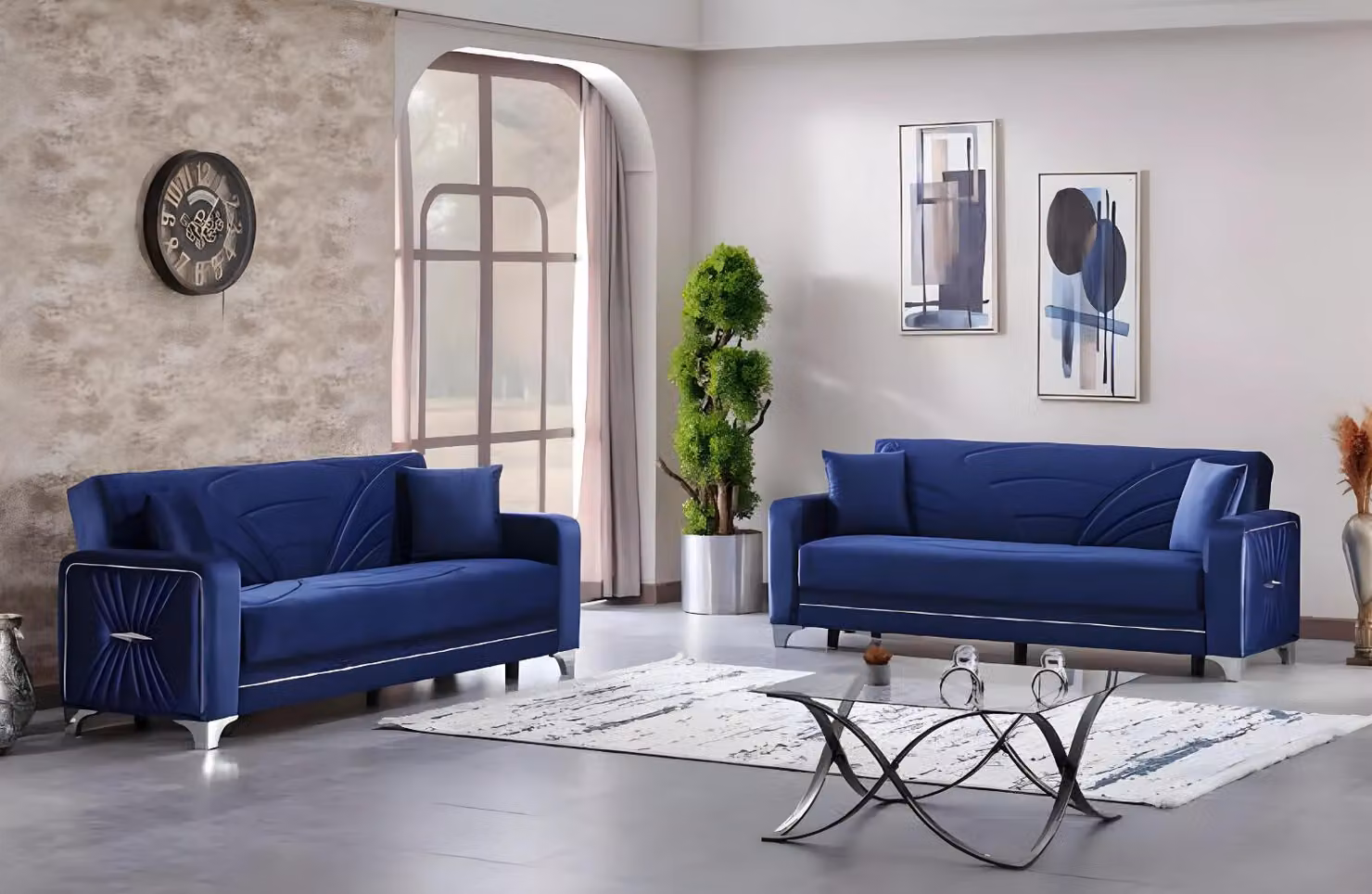 Design Sofas Garnitur Wohnzimmer 2x Dreisitzer Sofa Couch Polstermöbel