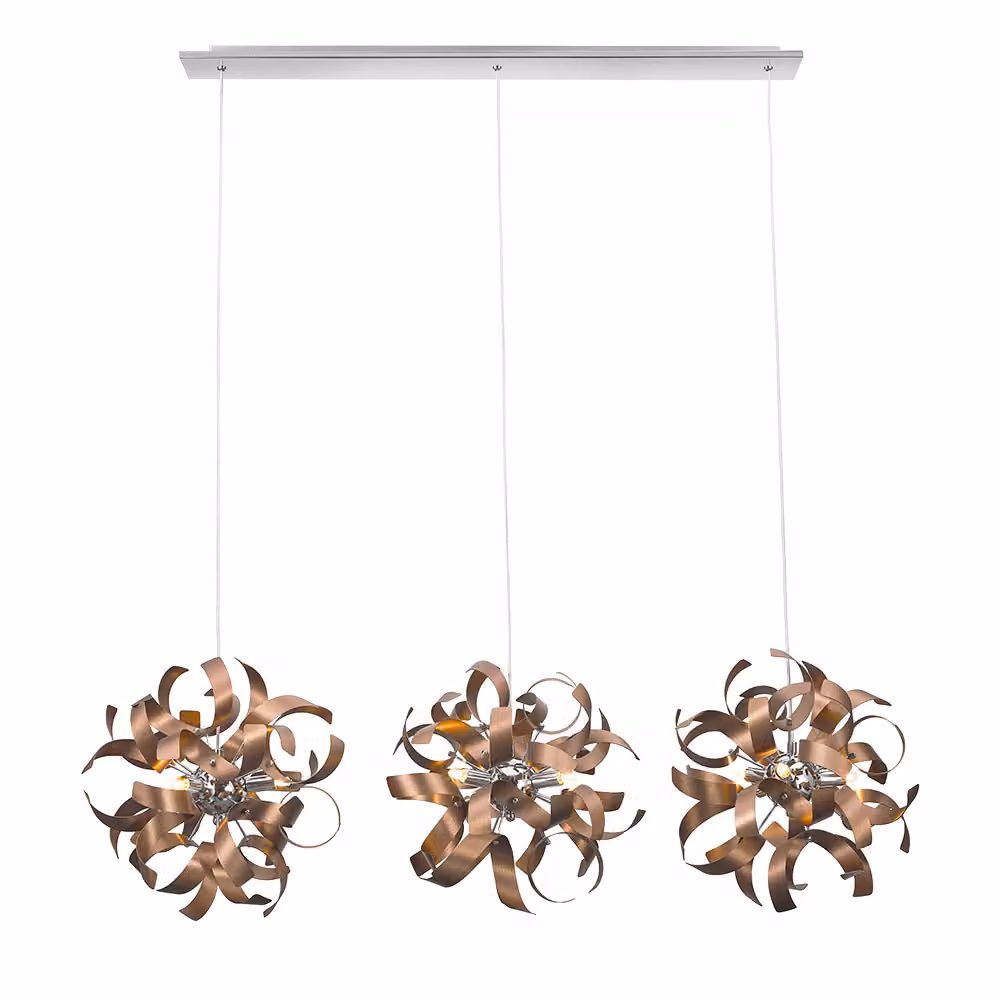 Lampada a sospensione RIBBON 3xG9/33W, rame satinato/cromo, L: 110 W: 30 H: 120 cm, dimmerabile