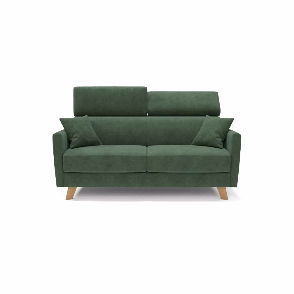 Divano letto matrimoniale Francy Divani.Store in tessuto impermeabile verde con poggiatesta regolabili L/P/H: 200 x 160 x 200 cm – 2