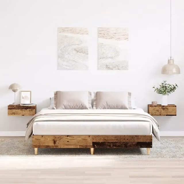 Struttura Letto Design Mania in Legno Antico Marrone con Doghe Fisse L/P/H: 150 x 200 x 153 cm