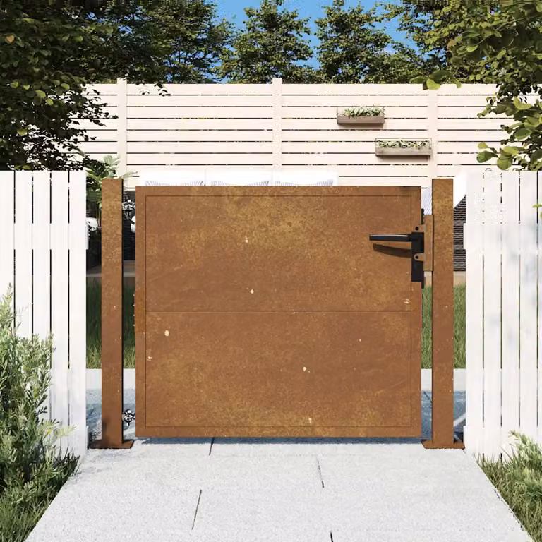 Cancello da giardino vidaXL in acciaio marrone L: 110 cm, H: 75 cm