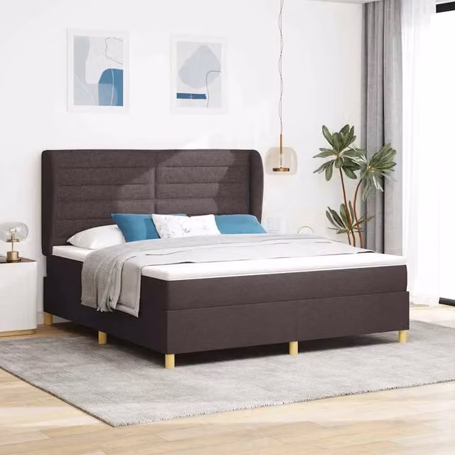Letto a molle con materasso Marrone Scuro 200 x 180 cm Tessuto 3340707