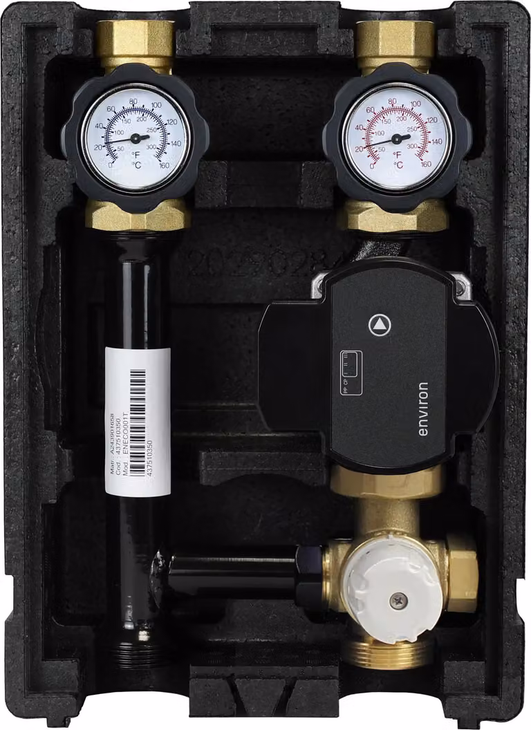 Gruppo pompa EcoMix EN004 con termostato fisso da 25 a 55 °C, modello EcoStar II 25/6