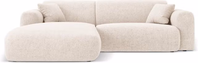 Divano angolare sinistro Nolio Cosmopolitan Design a 4 posti in ciniglia beige chiaro L 235 x P 72 x H 104 cm