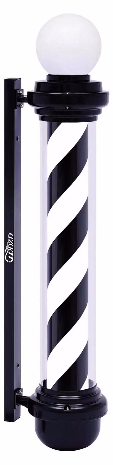 Palo per parrucchiere, 100 cm, bianco e nero, con illuminazione al neon, da montare a parete