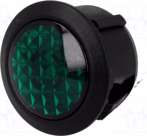 1 x Indicatore luminoso: LED, grado di protezione IP20, convesso, 24 VDC, foro di montaggio: Ø20 mm, modello R9-92L-02-G, indicatore luminoso LED