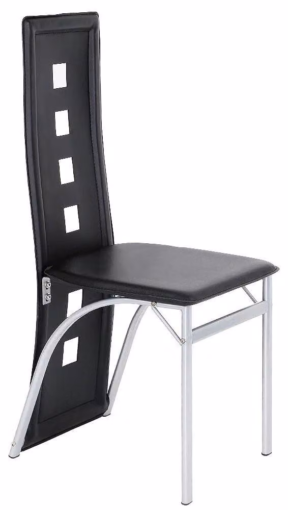 Sedie da pranzo - Set da 2 - Schienale alto - Seduta imbottita - Struttura in metallo - Senza braccioli - Stile moderno - Nero