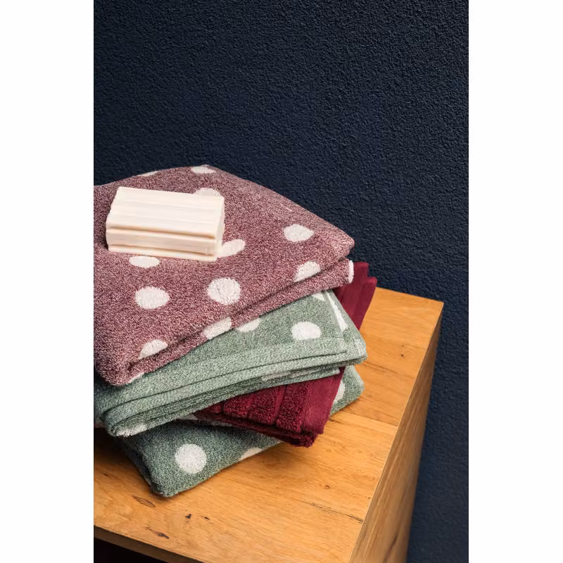 POIS Coppia ospite e asciugamano - Colore: POIS - BURGUNDY
