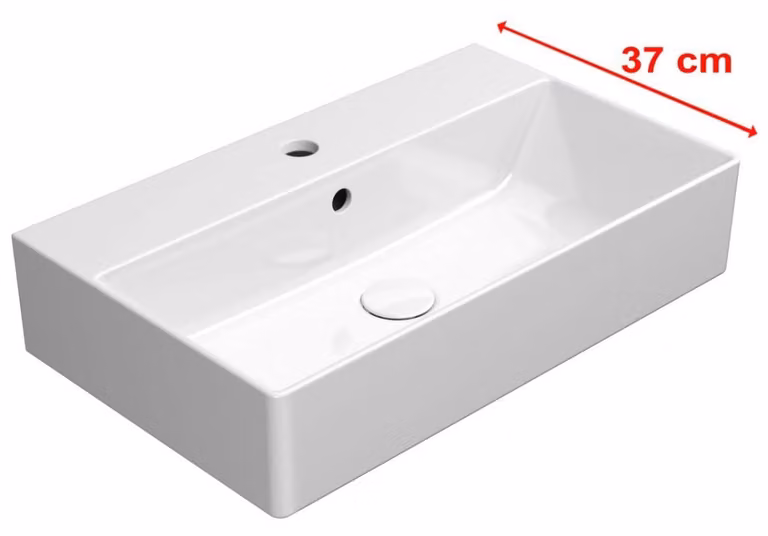 Sapho GSI Kube X - Lavabo 600x370 mm, con sfioratore, foro per rubinetto, ExtraGlaze, bianco 9454111