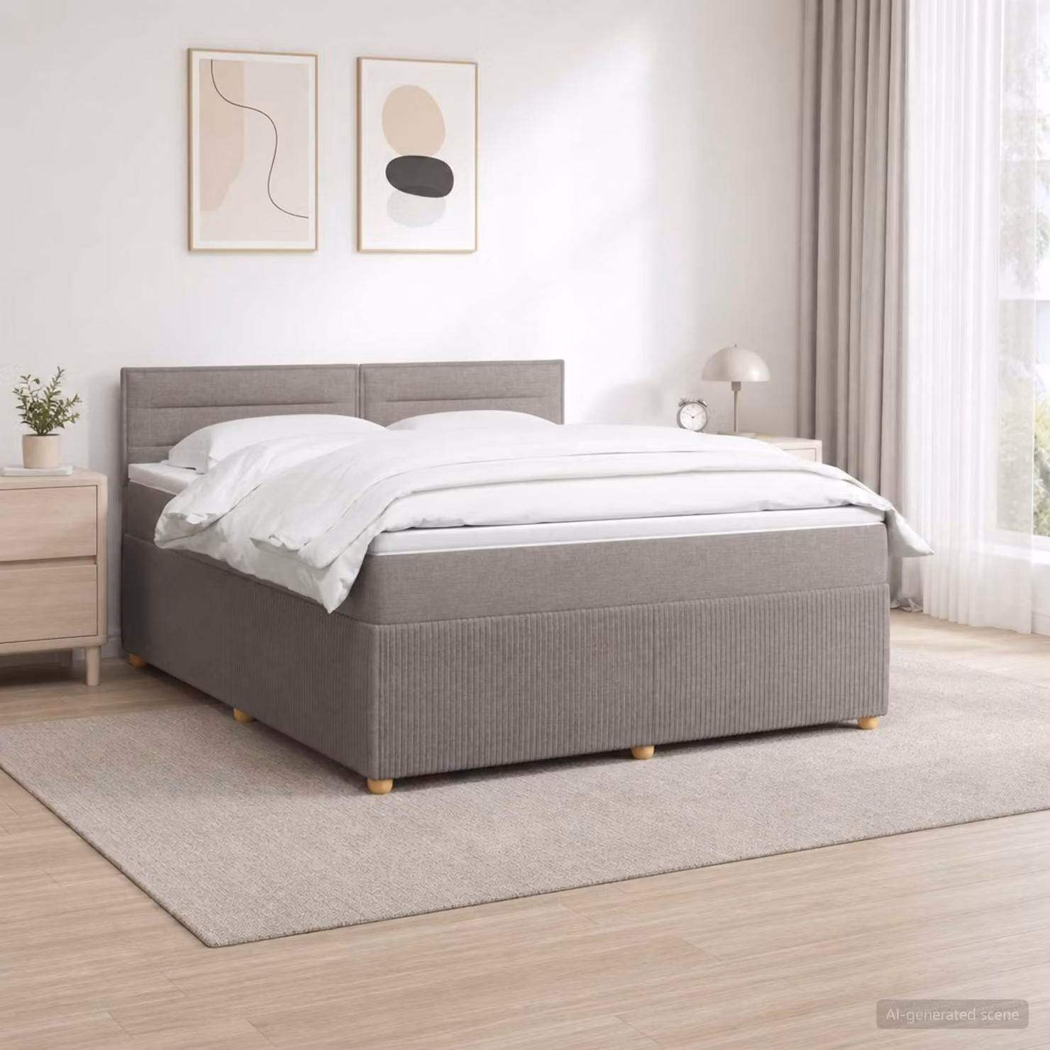 Maison Exclusive - Letto boxspring con materasso Taupe 140 x 190 cm Tessuto
