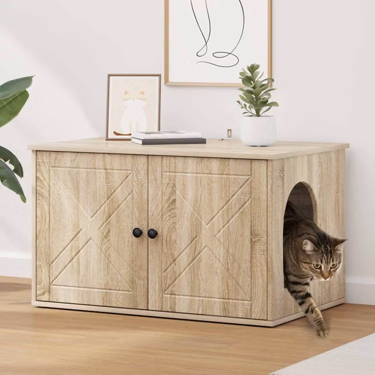 Casa per Gatti vidaXL in Legno Ingegnerizzato, Colore Marrone e Beige, L 85 x P 55 x H 50,5 cm
