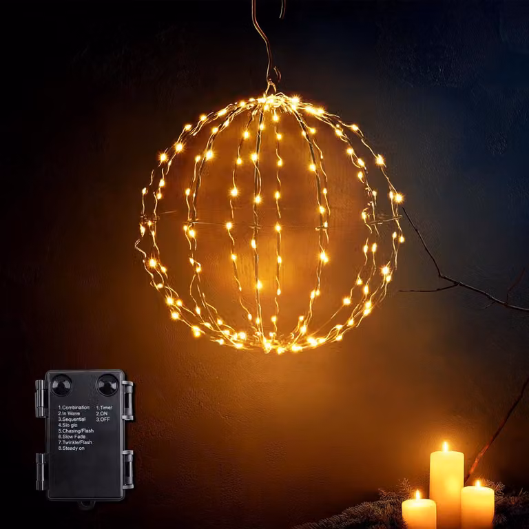 Lampada da giardino a LED, altezza 30 cm, 140 LED bianco caldo, 8 modalità, timer, grado di protezione IP44