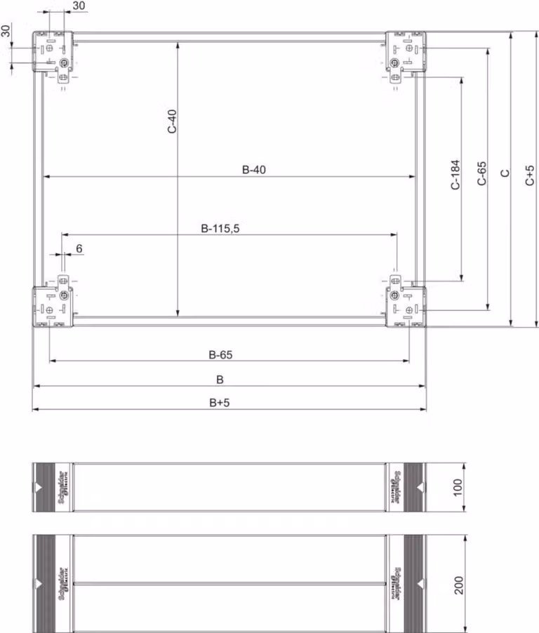 Schneider Electric base 200 mm pannelli laterali NSYSPS4200