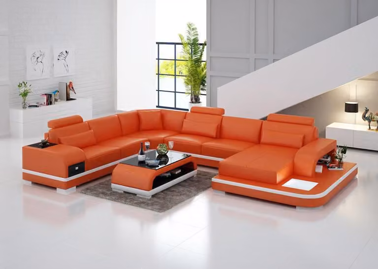 Ledersofa Couch Wohnlandschaft Ecksofa Eck Garnitur Design Modern Sofa G8013