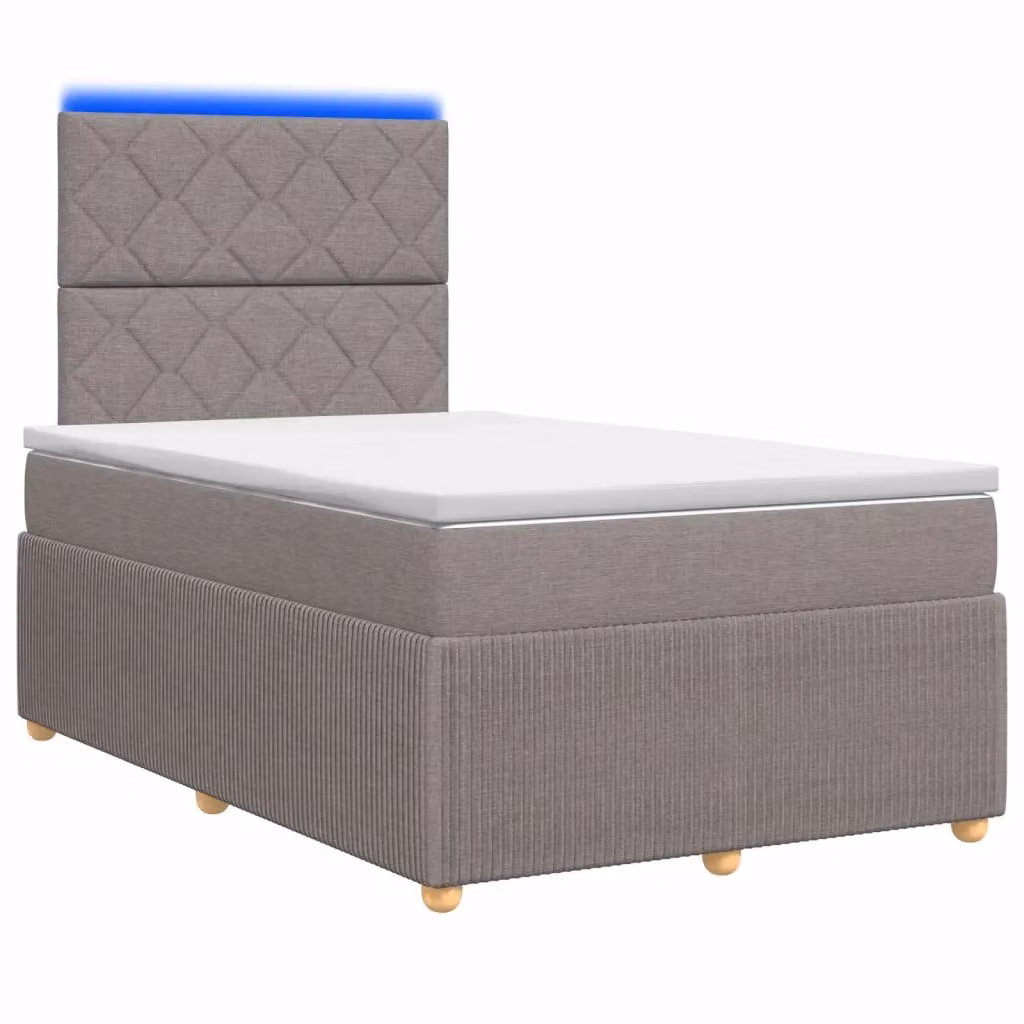 Letto Box Spring vidaXL con Materasso Ibrido e Illuminazione LED, Colore Grigio e Beige, L/P: 120 x 200 cm – 2