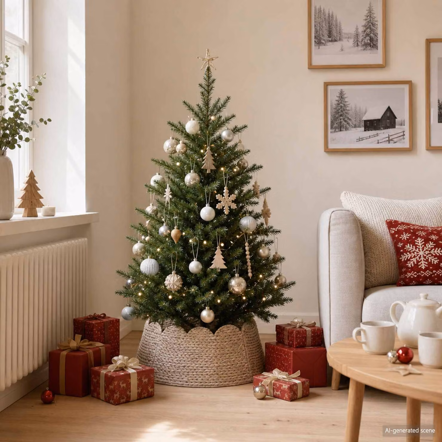 vidaXL Collare per Albero di Natale Rotondo Bianco Ø 45 x 22 cm