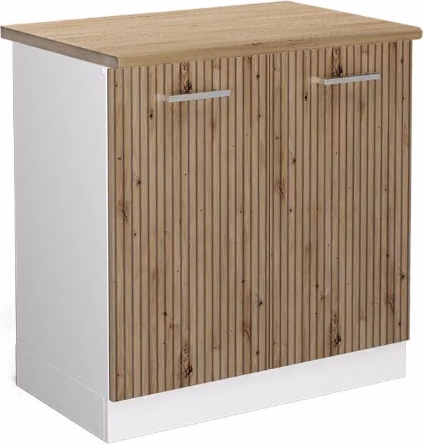 Mobile lavello cucina R-Line Rovere artigianale/Bianco 80 cm, PL Rovere Vicco