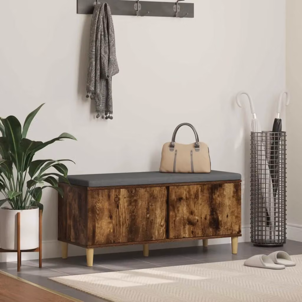 Panca per ingresso con porta scarpe in legno di quercia marrone DESIGN IN L 100 x P 38 x H 46 cm – 2