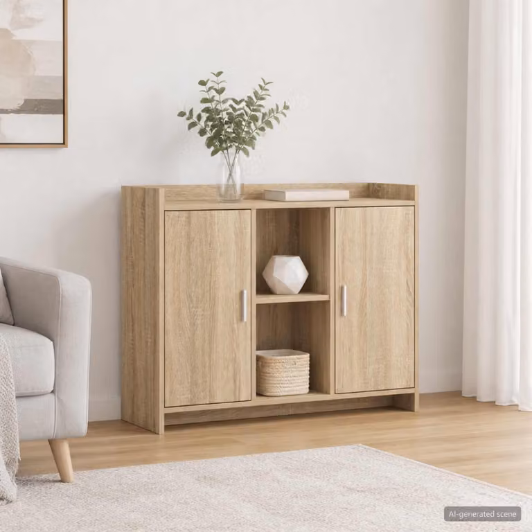 Credenza minimalista vidaXL in legno e metallo marrone L: 98,5 cm, P: 33 cm, H: 80 cm