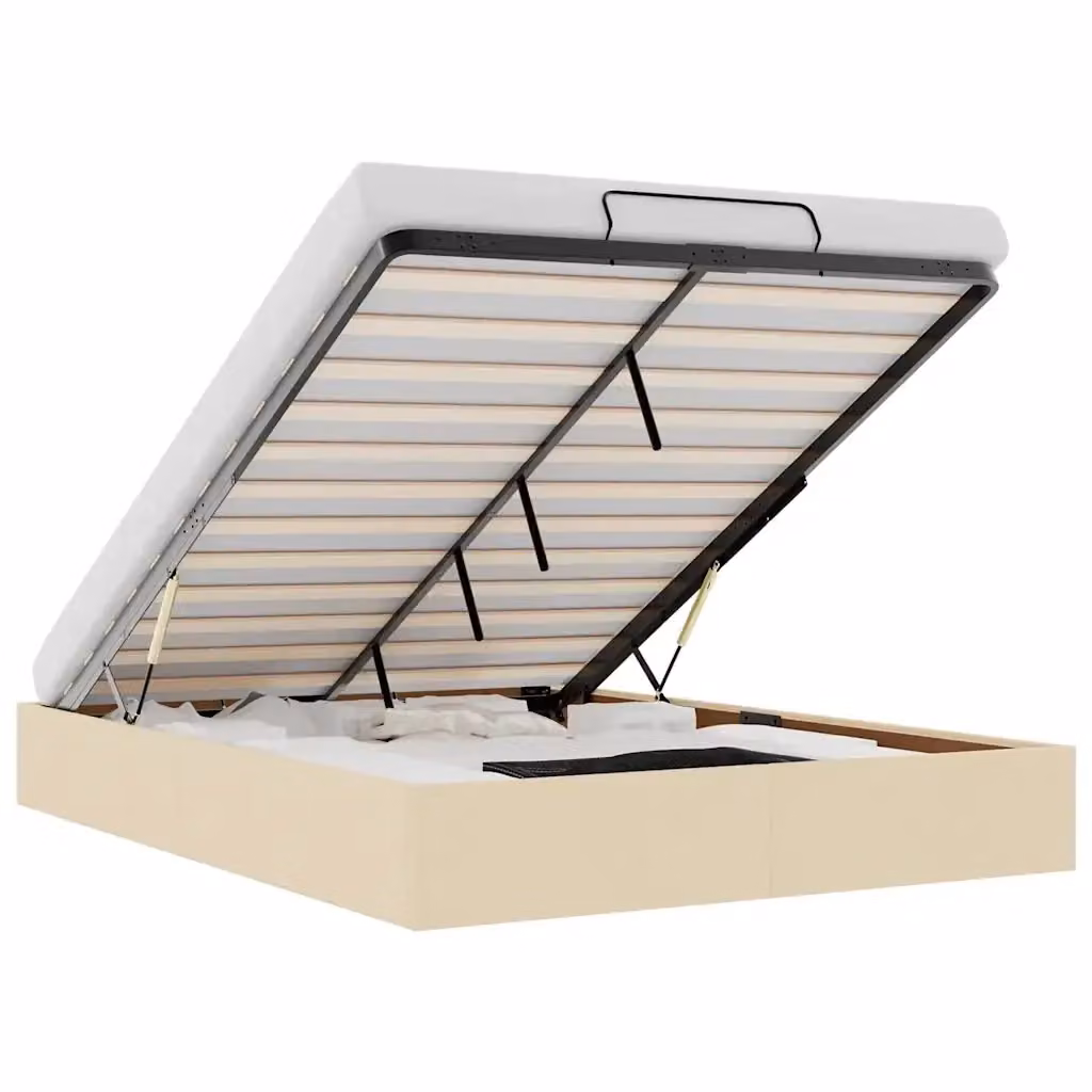 Struttura Letto con Contenitore a Sollevamento vidaXL in Tessuto Beige L: 140 cm, P: 190 cm – 2
