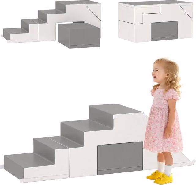 Casetta per bambini Minimal in foam grigio e bianco L 86 cm x P 49 cm x H 47 cm