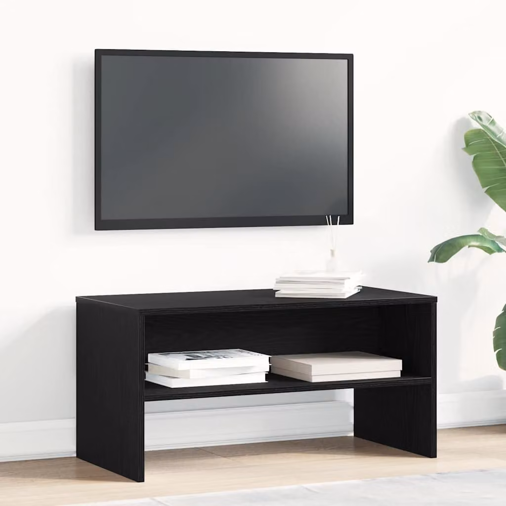 Mobile Porta TV vidaXL Rovere Nero in Legno Multistrato e MDF L 80 x P 40 x H 40 cm