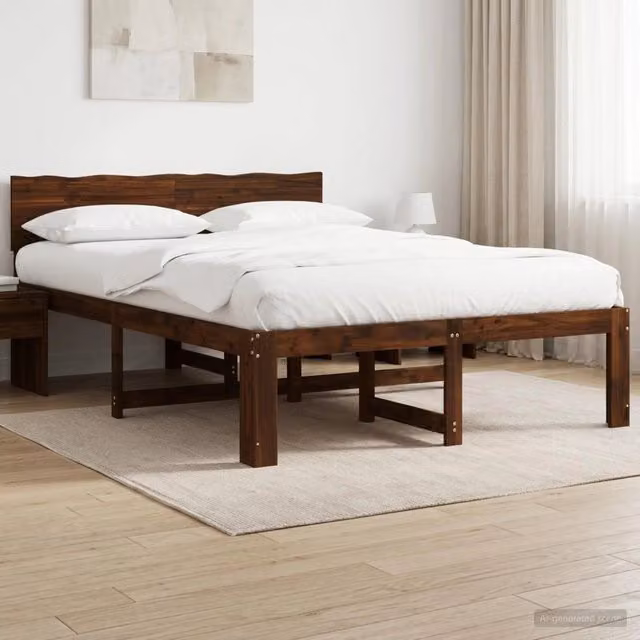 Letto matrimoniale in legno di acacia vidaXL ROSTOCK Marrone, L/P/H: 154 x 205,5 x 81 cm