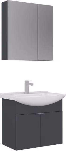 Set mobile lavabo con specchio (2 pezzi) "Purus 65" - 65 x 50 x 58 cm - Antracite opaco