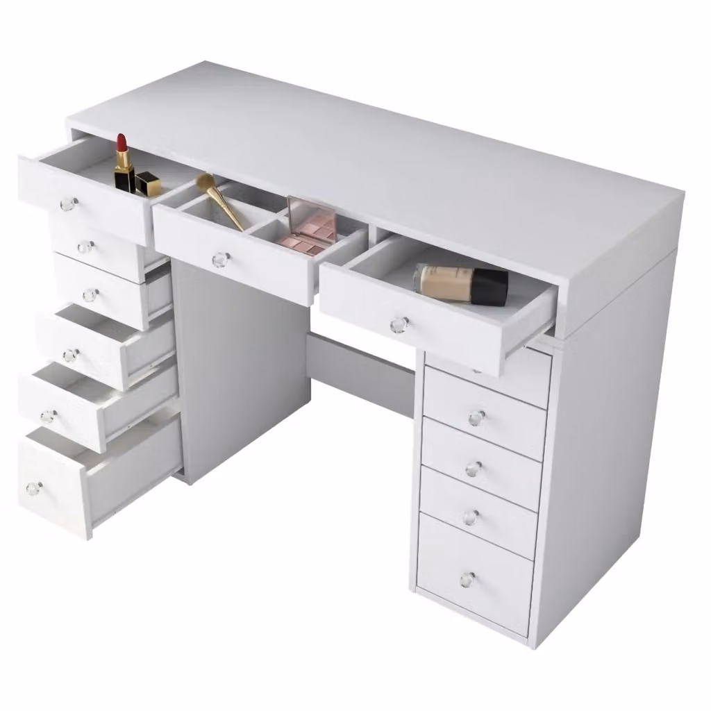 Toeletta con specchio DMORA in stile moderno, colore bianco, L 120 cm x P 45 cm x H 82 cm – 2