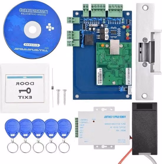 Set di controllo di accesso con chiave elettronica e rilevatore di presenza di carta di credito in metallo bianco multicolore