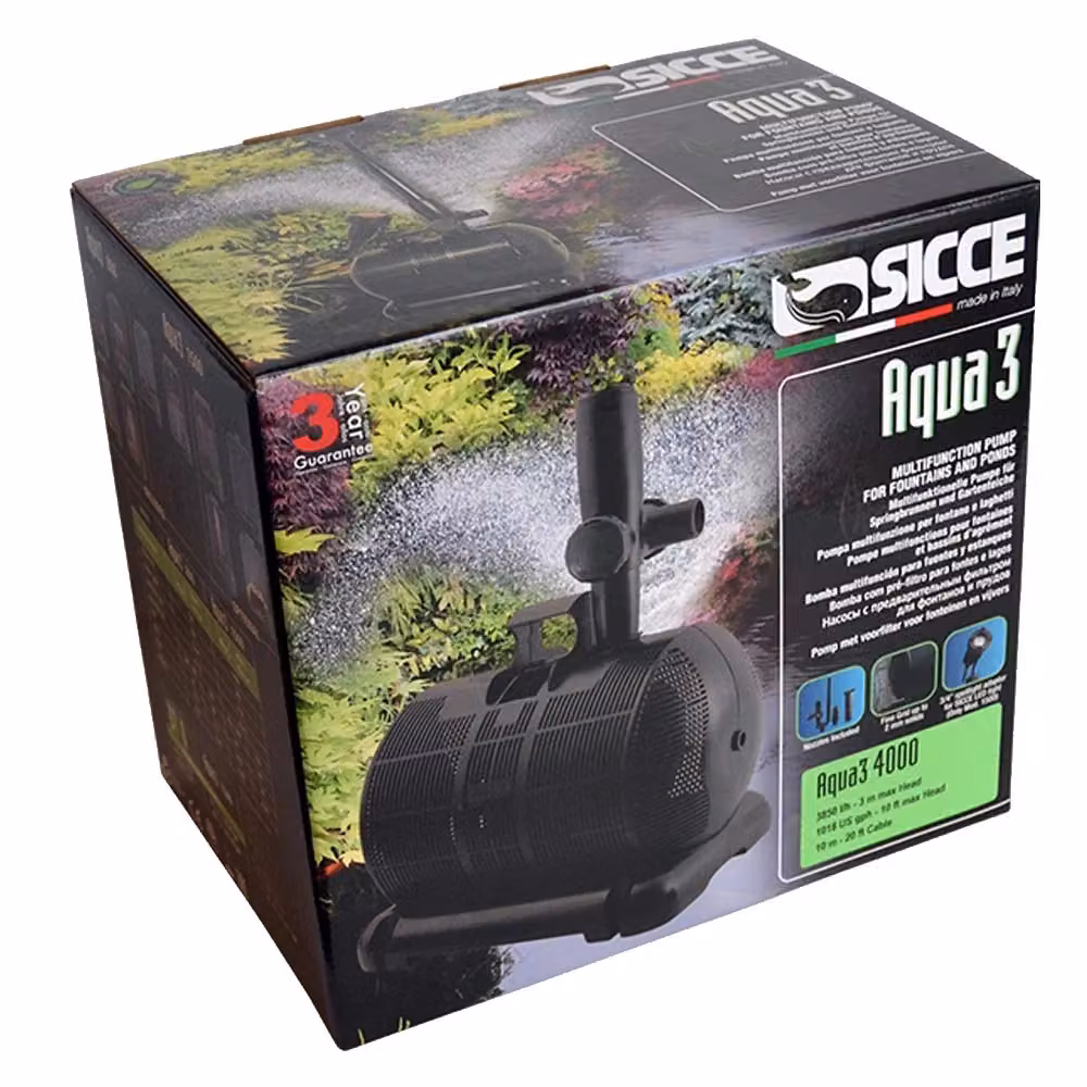 Pompa per laghetto Sicce Aqua 3 con filtrazione e giochi d'acqua, portata 6000 l/h, colore nero – 2